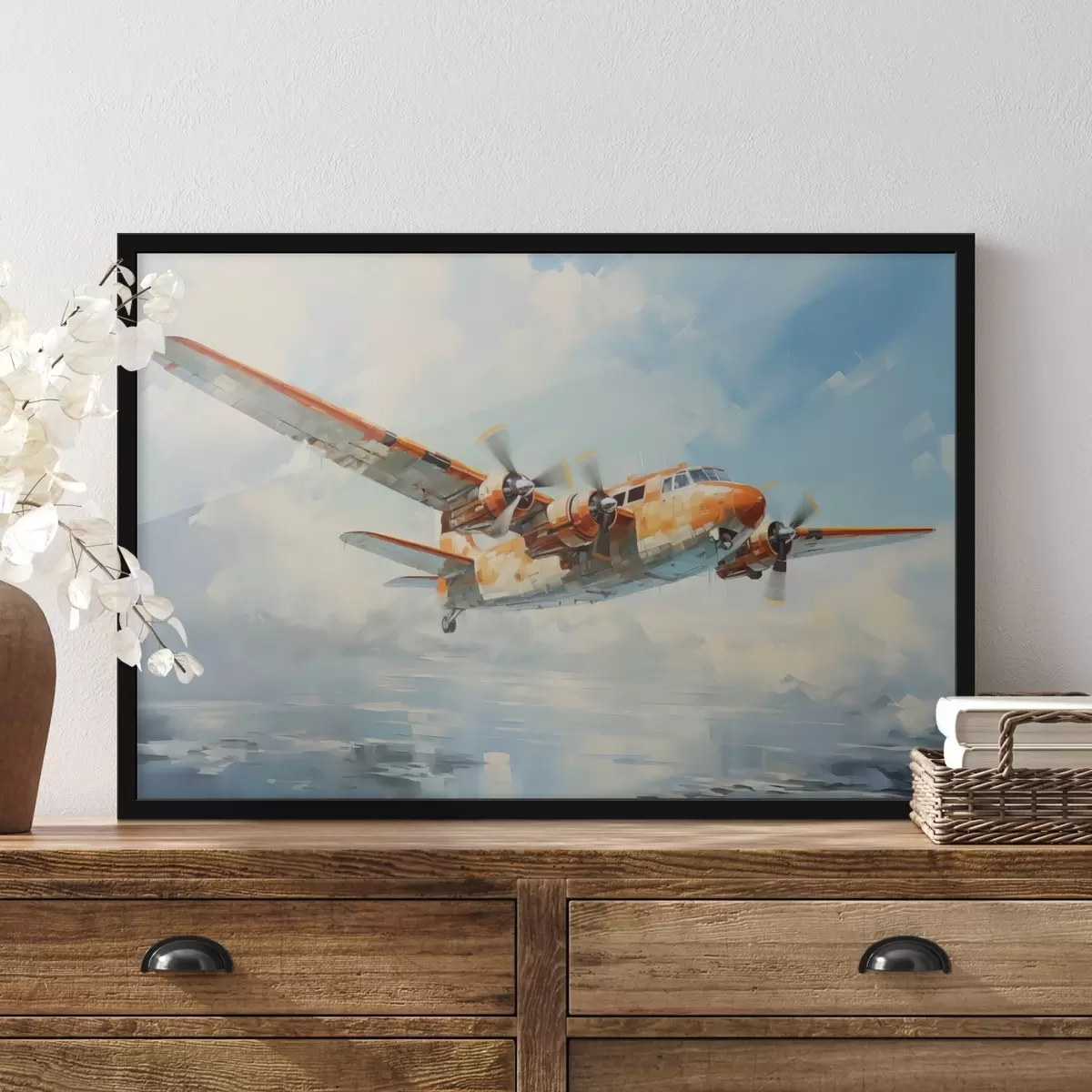 Poster El avión vuela en el cielo f41239