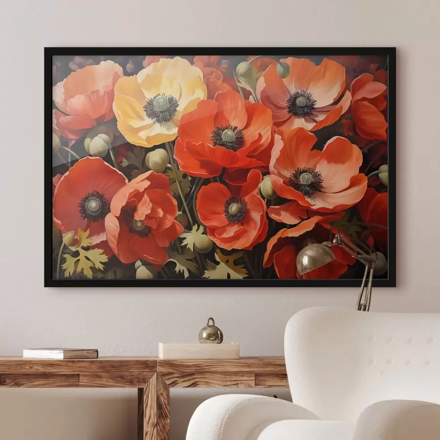 murales de pared Amapolas rojas y naranjas f41243