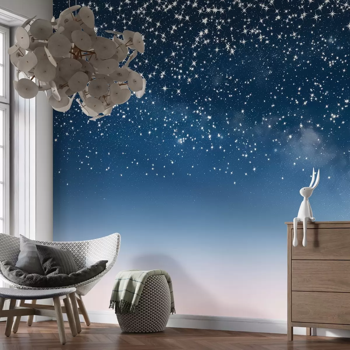 murales de pared Lluvia de estrellas en azul w01797