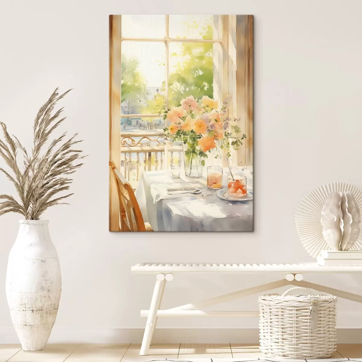 murales de pared Cena romántica, acuarela, estilo boho, flores, naturaleza s41165