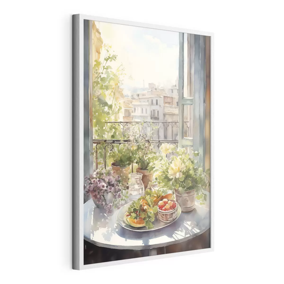 Poster Cena romántica con vistas a la ciudad, acuarela, floral f41168