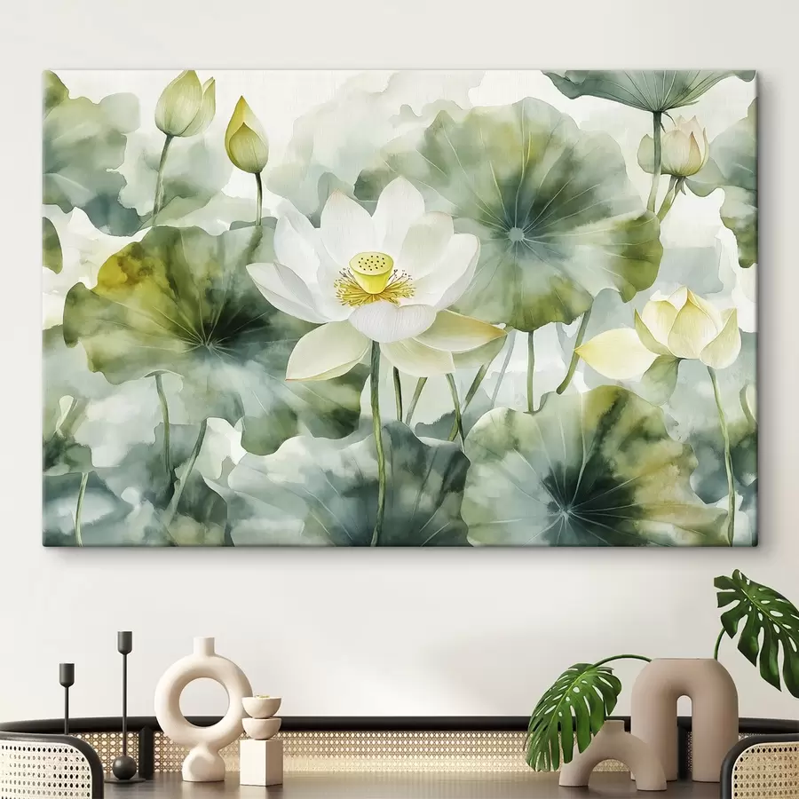 murales de pared Flores de loto, acuarela suave, floral s41229
