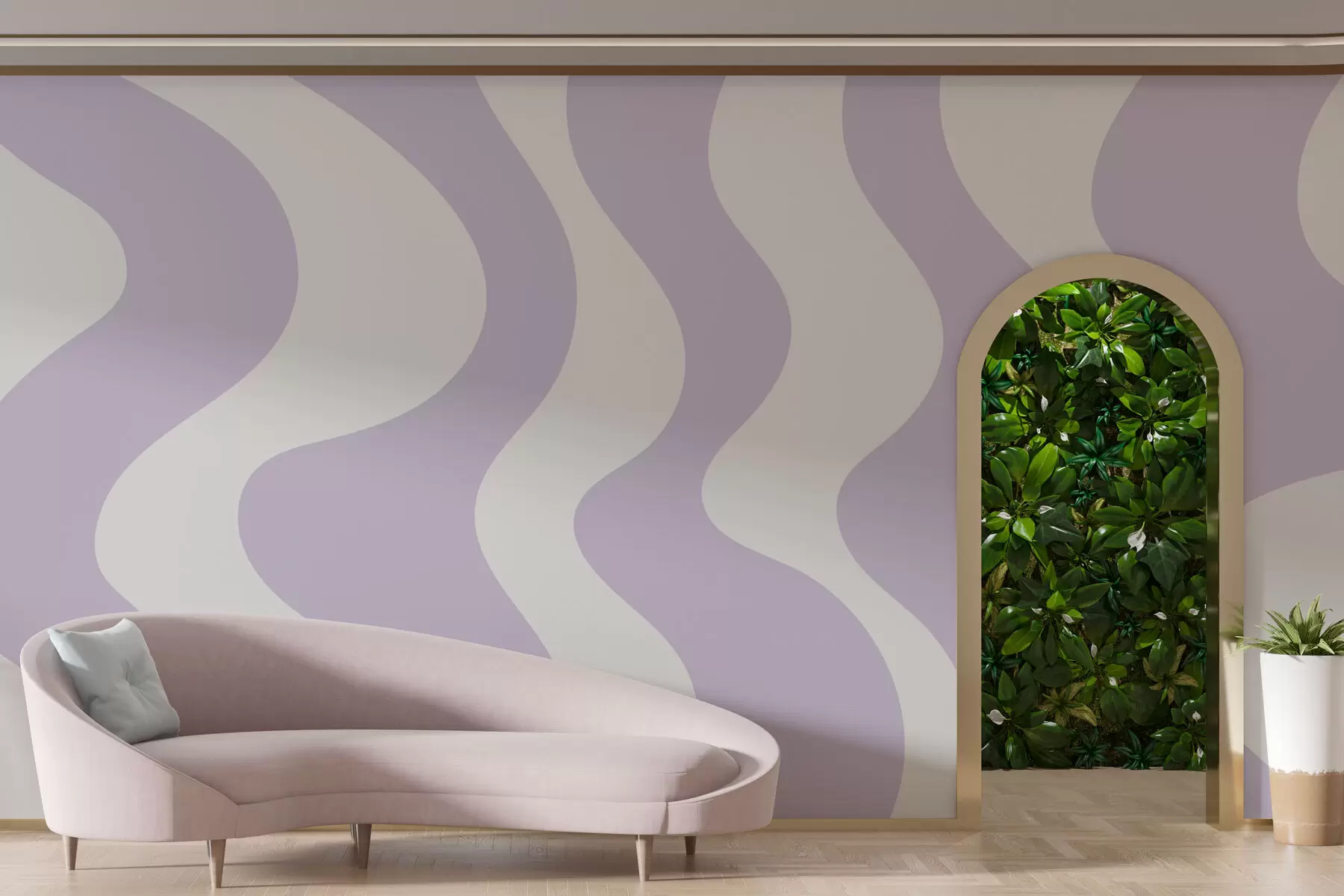murales de pared Líneas moradas sinuosas w01833v4