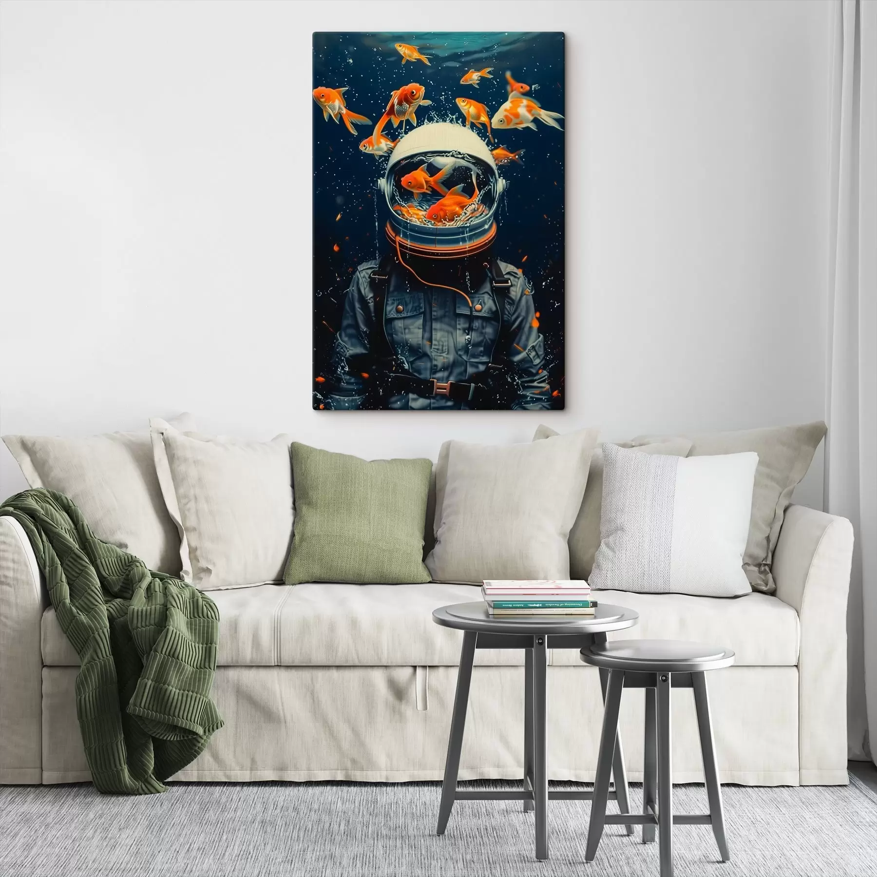 murales de pared Astronauta nadando con peces juguetones s39041