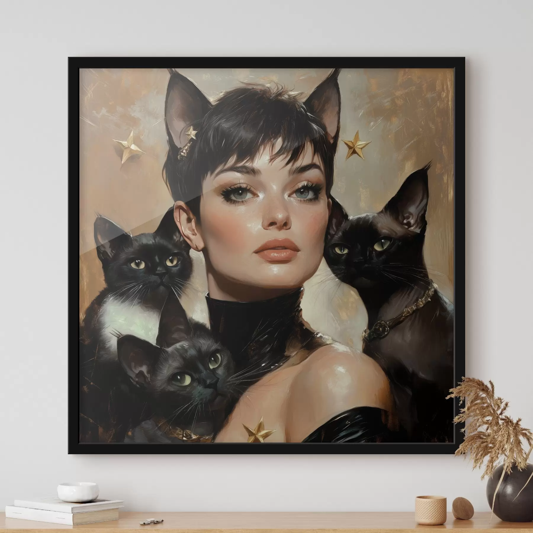 murales de pared Gata con gatos negros f41344