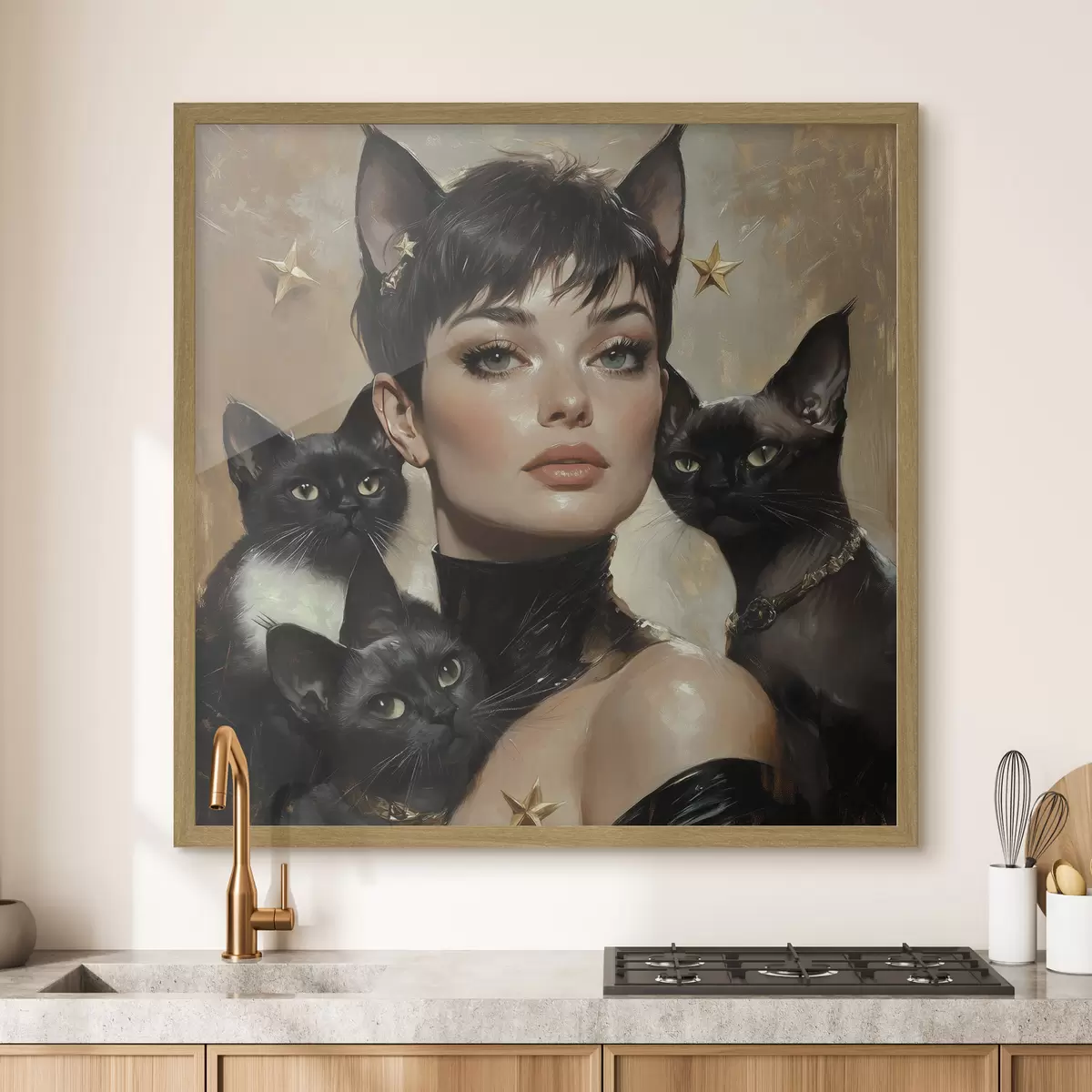 Poster Gata con gatos negros f41344