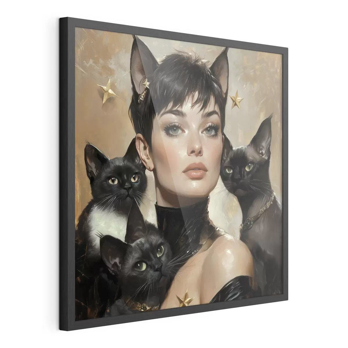 Poster Gata con gatos negros f41344