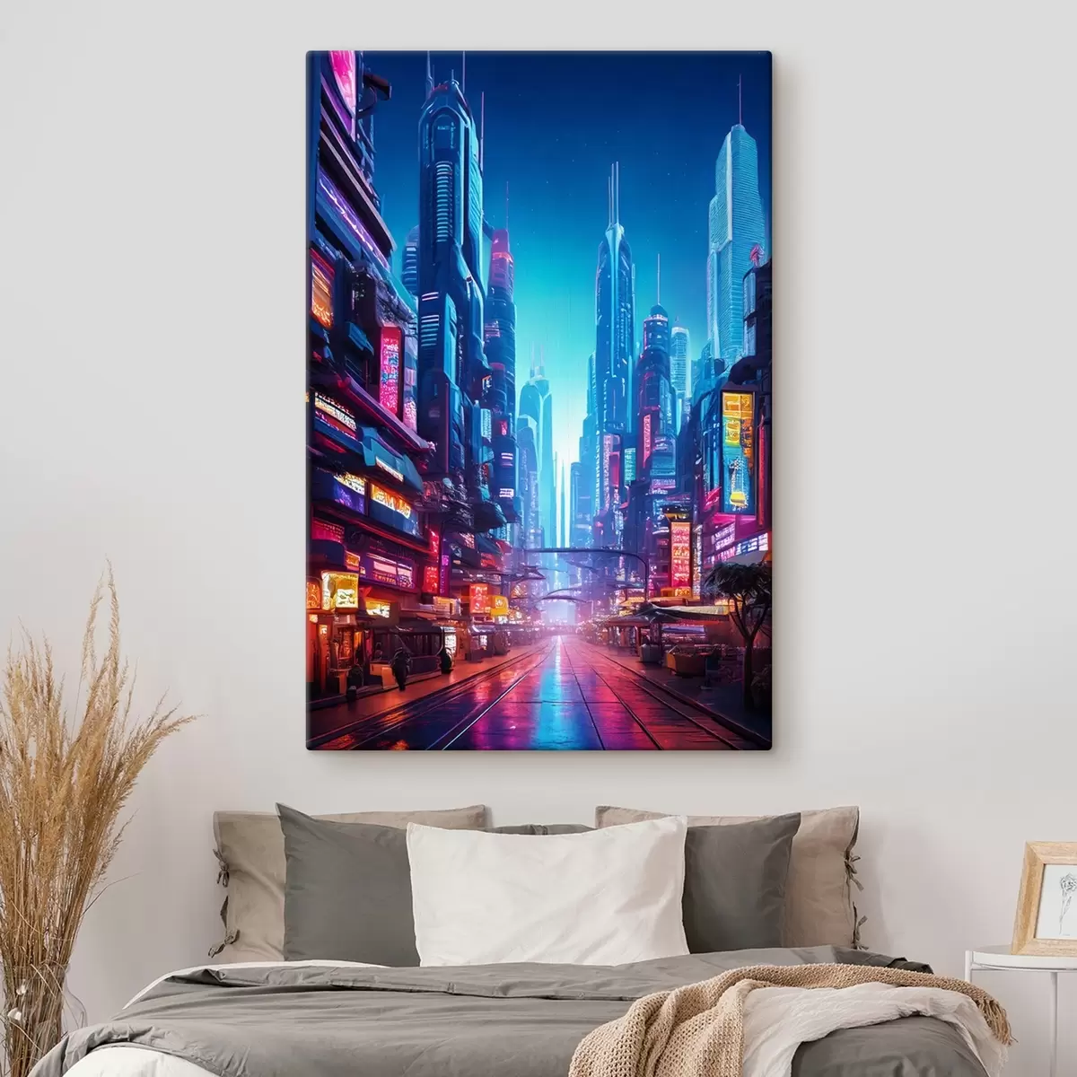 murales de pared ciudad nocturna futurista s41410