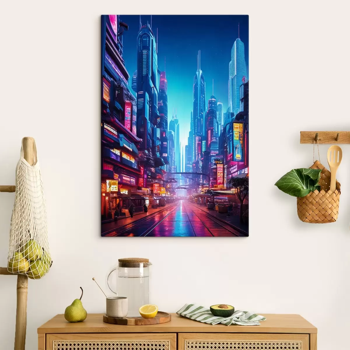 murales de pared ciudad nocturna futurista s41410