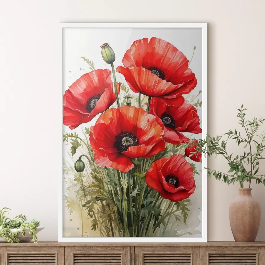 murales de pared amapolas rojas grandes f41404