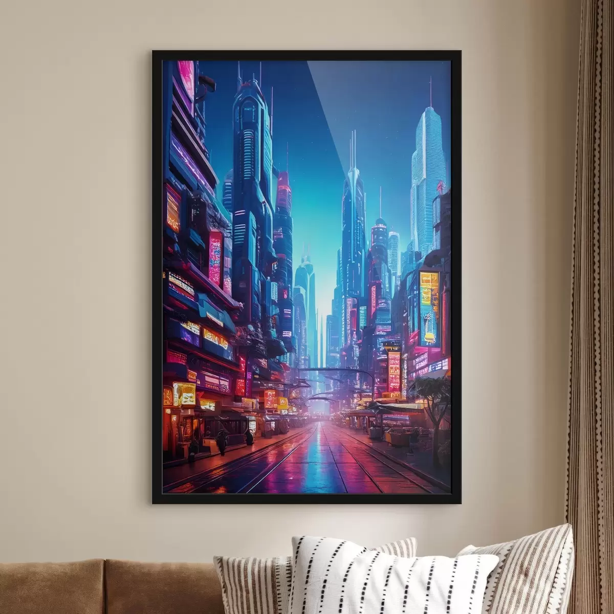 Poster ciudad nocturna futurista f41410