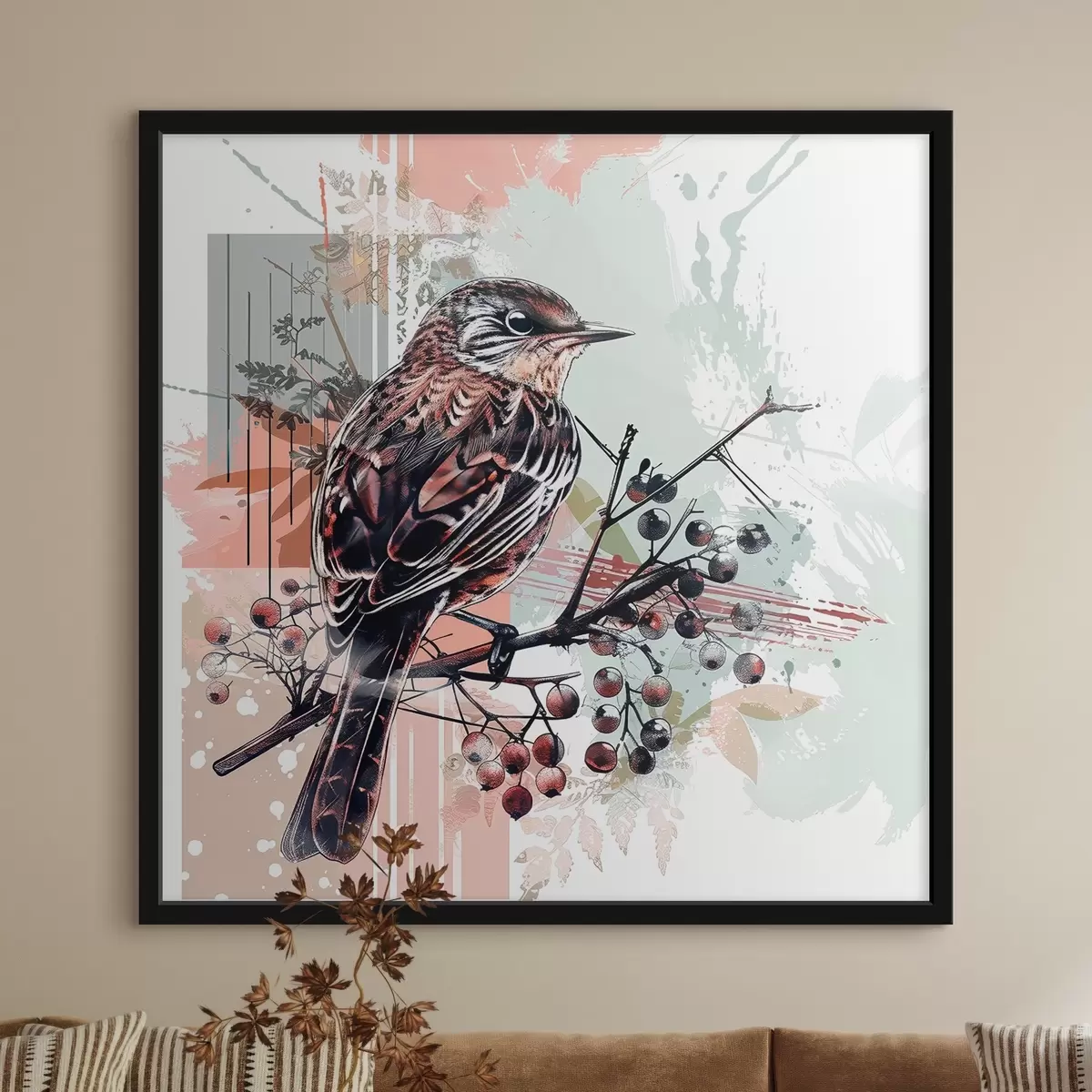 Poster Un pájaro en una rama f38273