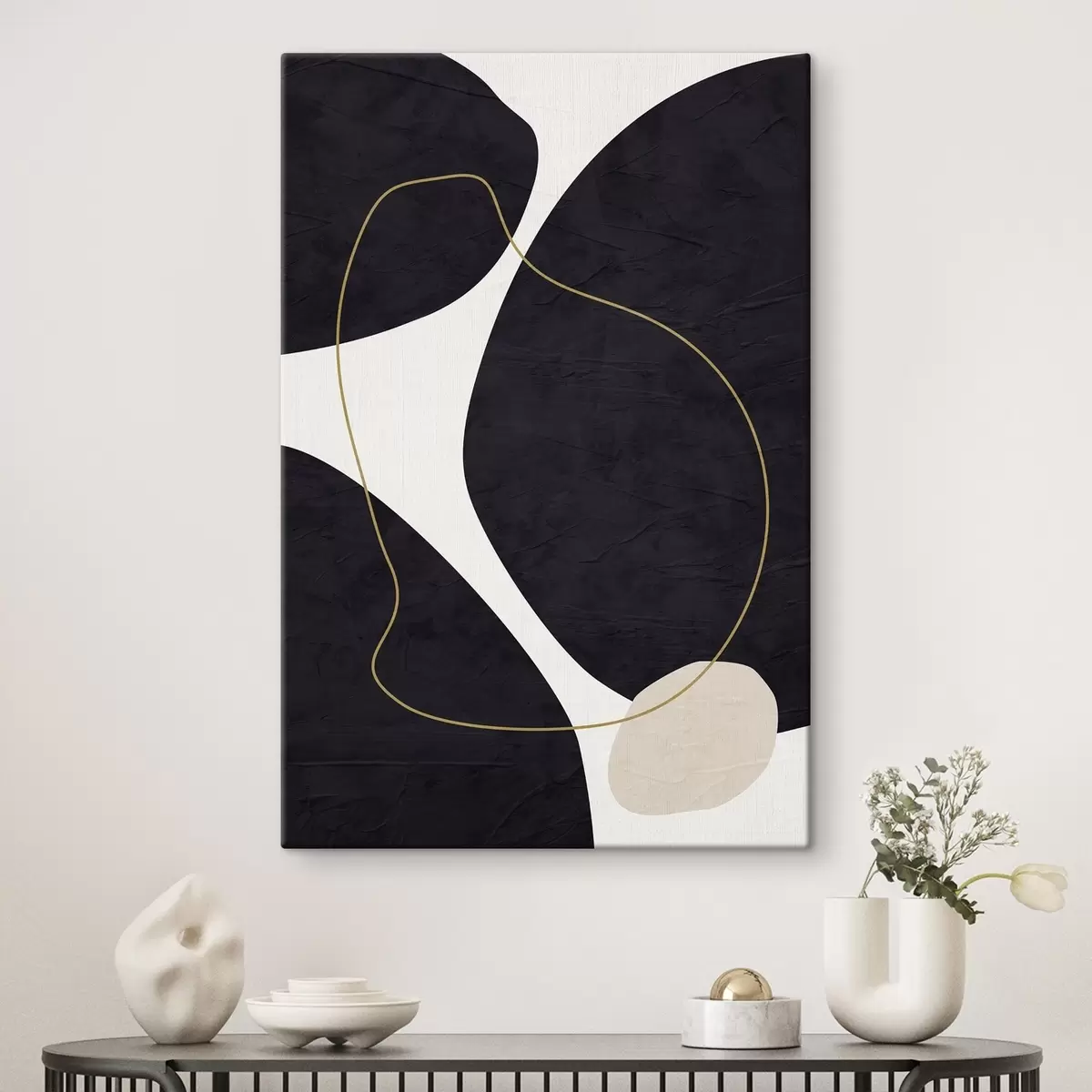 murales de pared Elegantes remolinos en armonía monocroma s36036