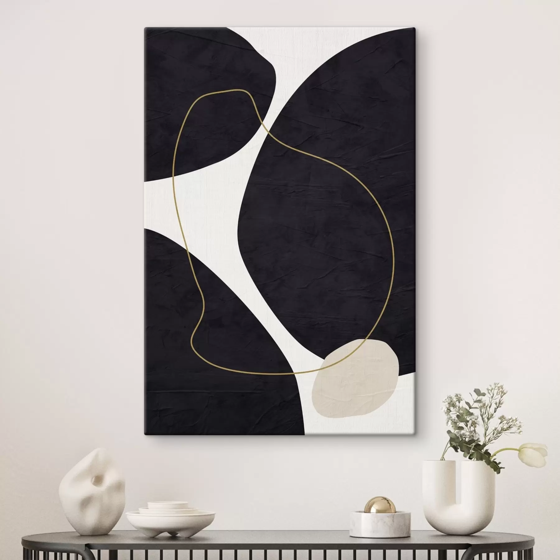 murales de pared Elegantes remolinos en armonía monocroma s36036