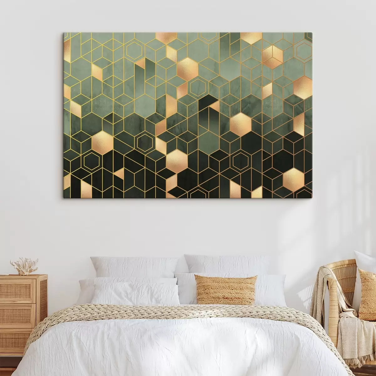 murales de pared Elegancia geométrica esmeralda y ámbar s36602v2