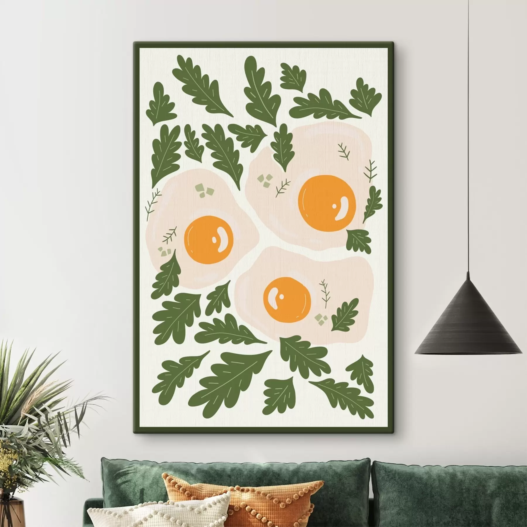 murales de pared Una imagen de huevos y hojas s36860