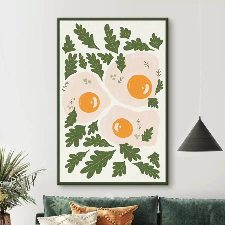 murales de pared Una imagen de huevos y hojas s36860