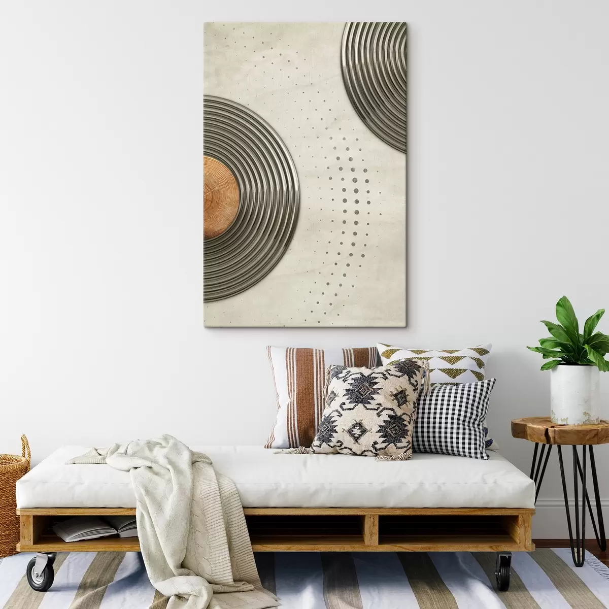 murales de pared Un anillo circular de metal con un círculo marrón s37032