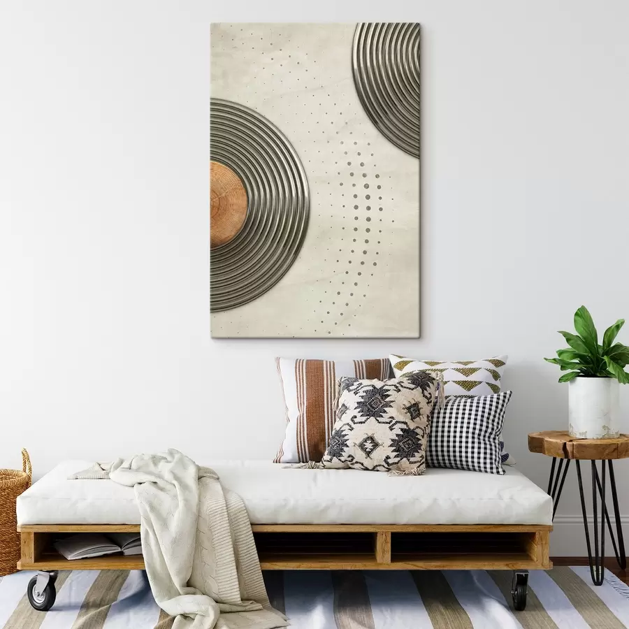 murales de pared Un anillo circular de metal con un círculo marrón s37032