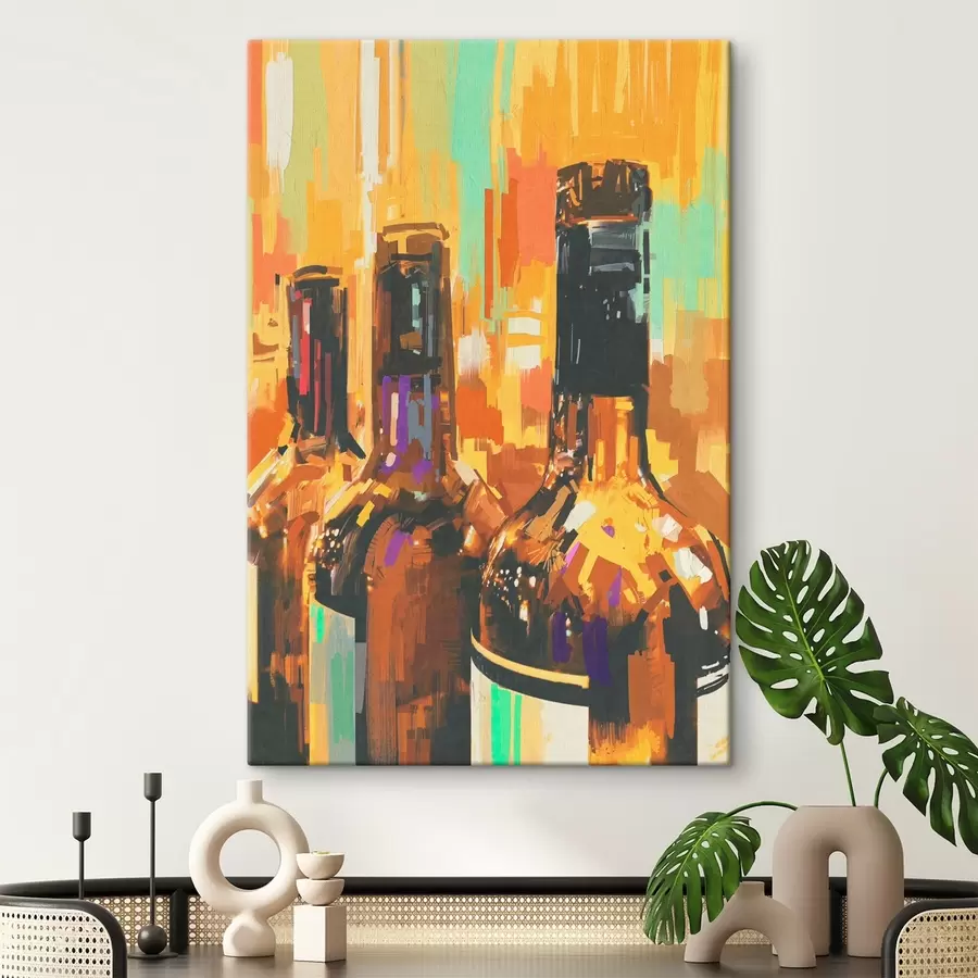 murales de pared Grupo de botellas sobre fondo de color s37086