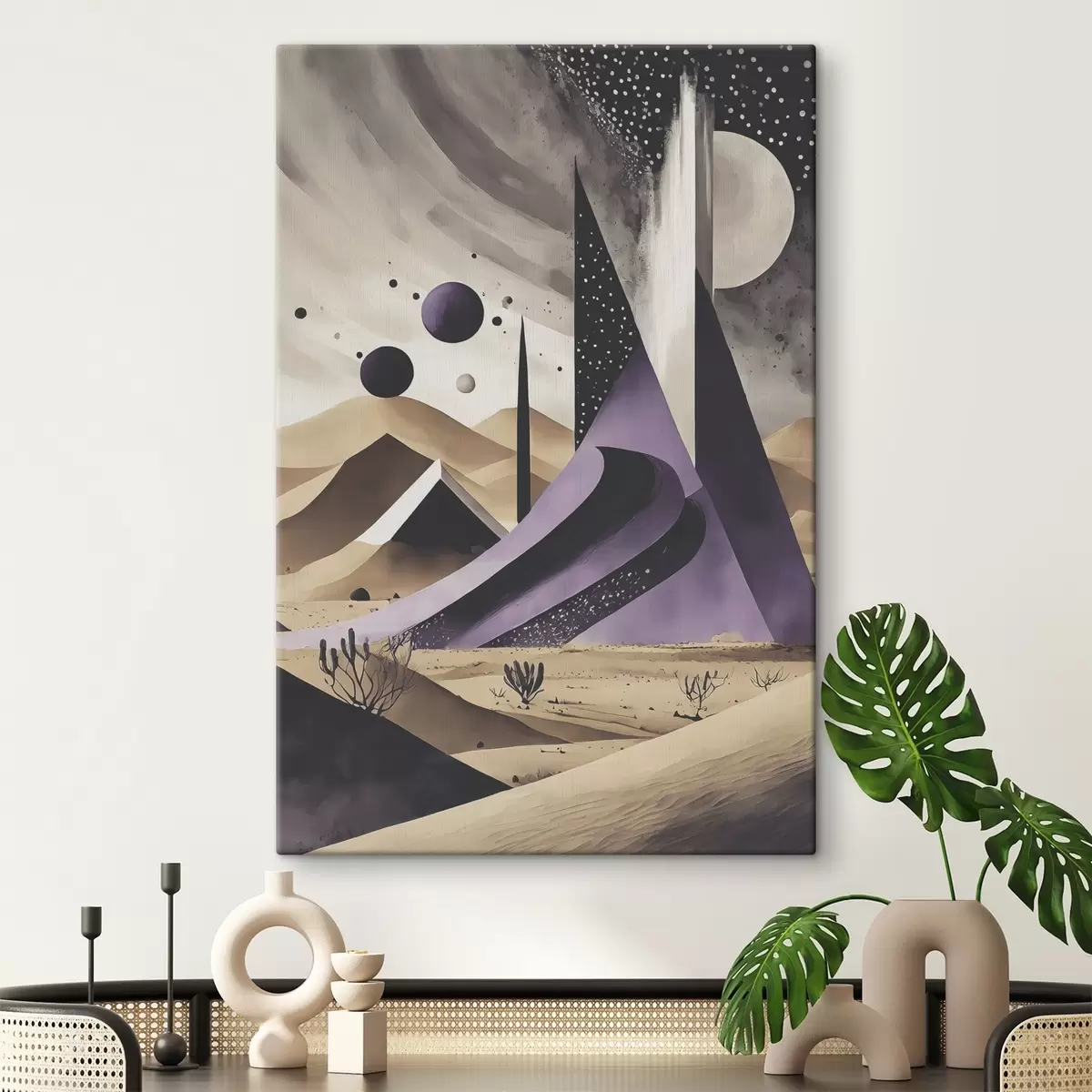 murales de pared Un paisaje desértico morado y blanco s37359