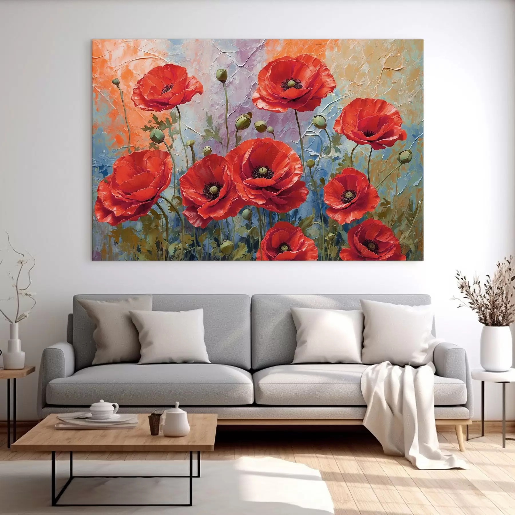 murales de pared Un cuadro de flores rojas s37805