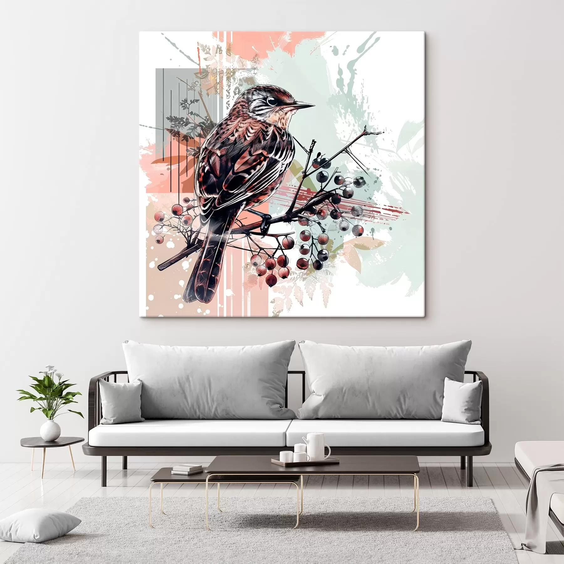 murales de pared Un pájaro en una rama s38273