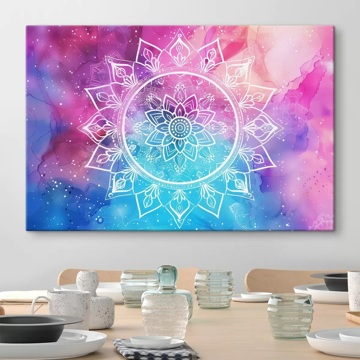 murales de pared Un mandala blanco sobre fondo de color s38529