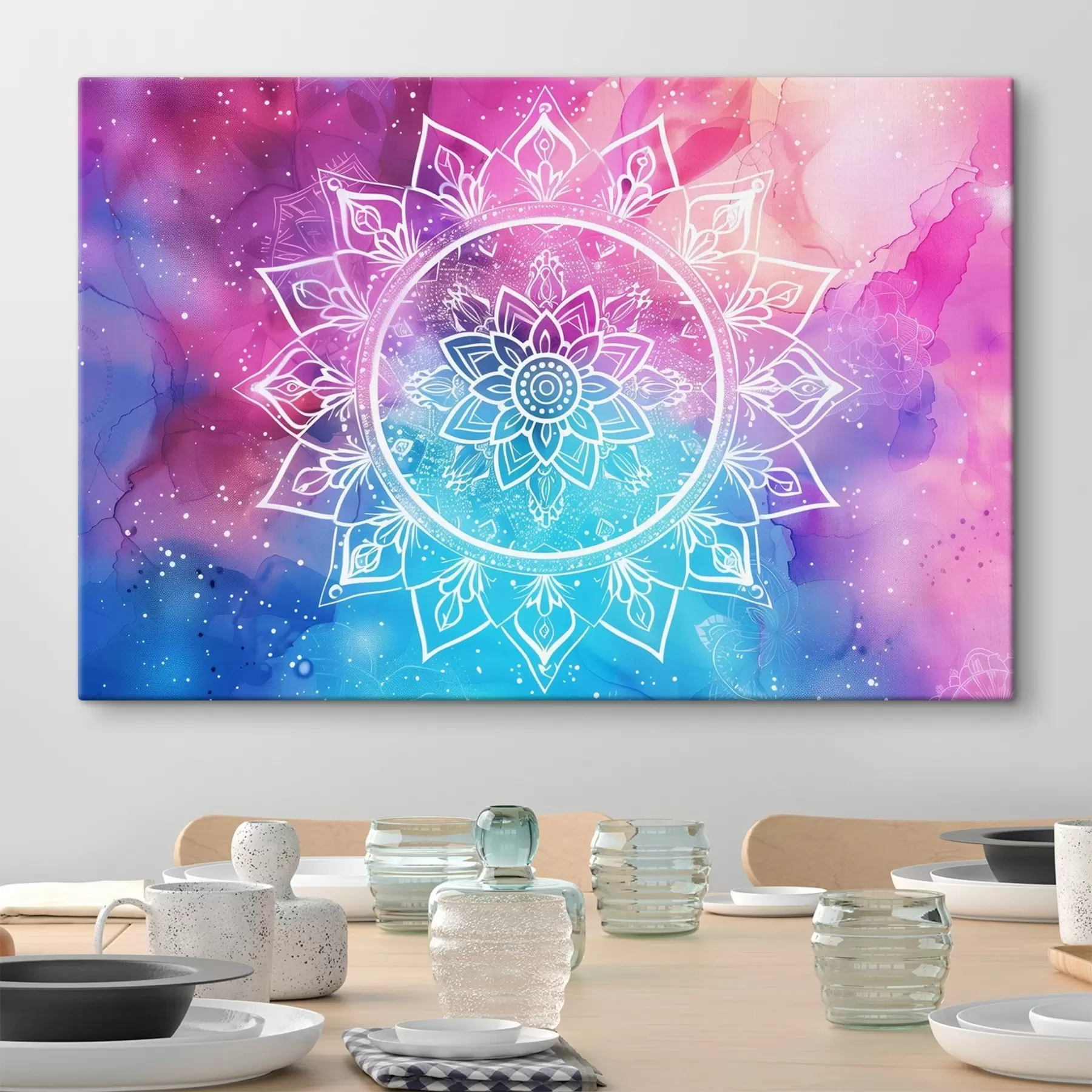 murales de pared Un mandala blanco sobre fondo de color s38529