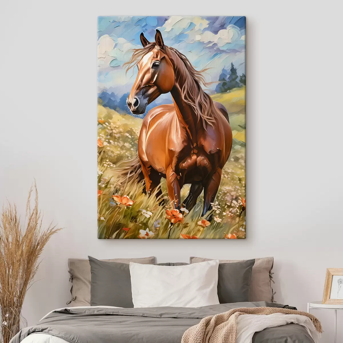 murales de pared Un caballo en un campo de flores s38728