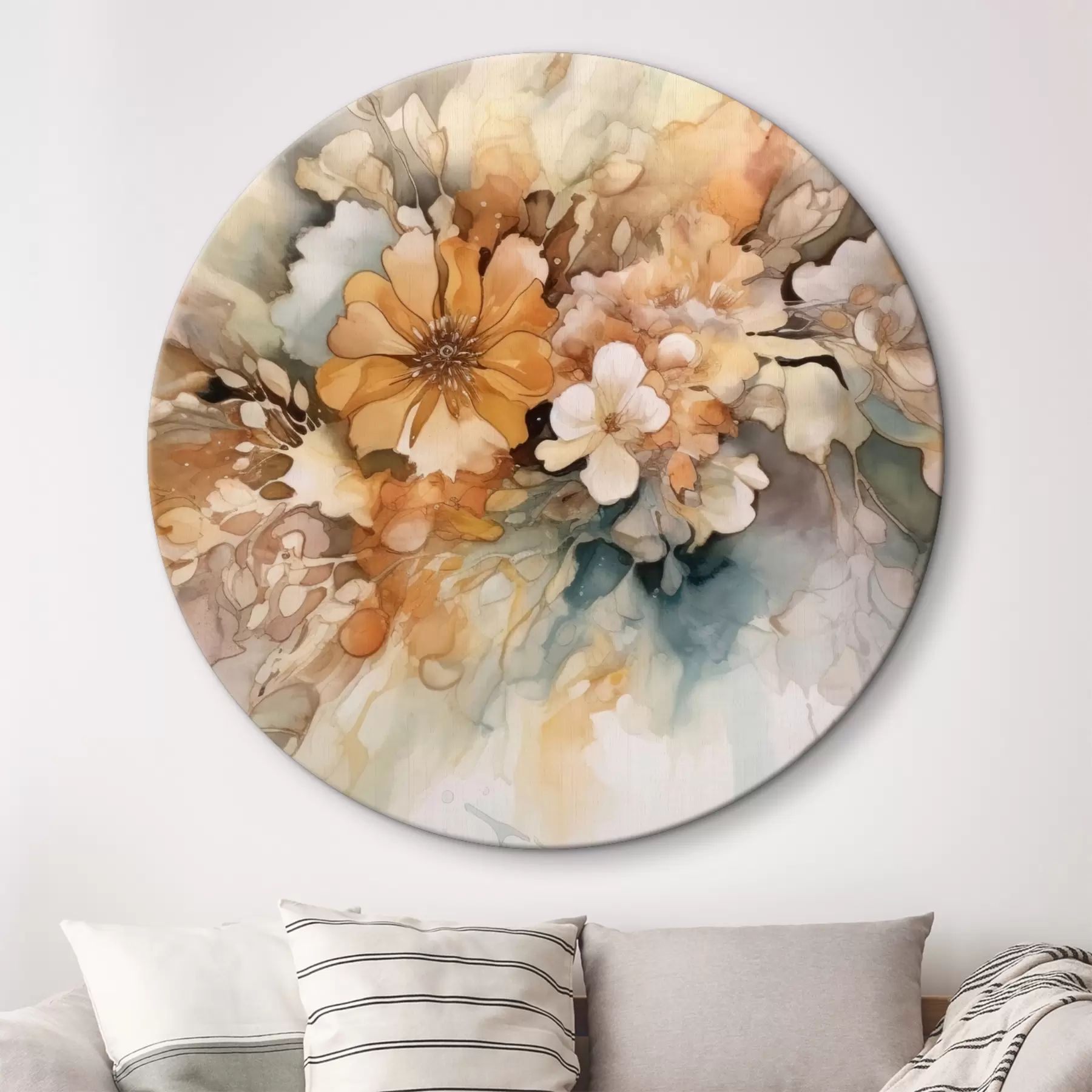 murales de pared Flores de acuarela naranja r34202