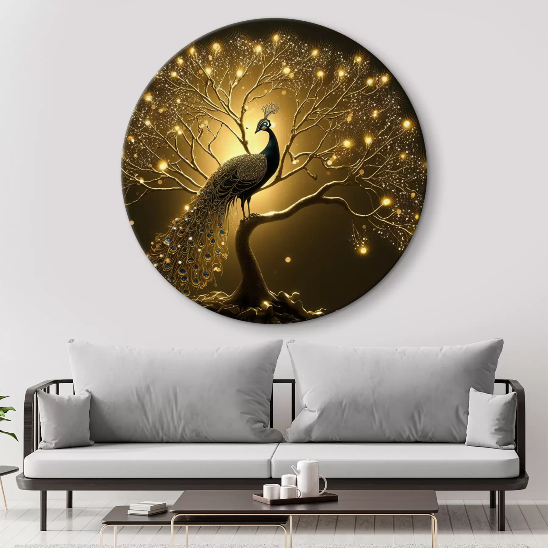 murales de pared Pavo real sobre un árbol en flor r34876