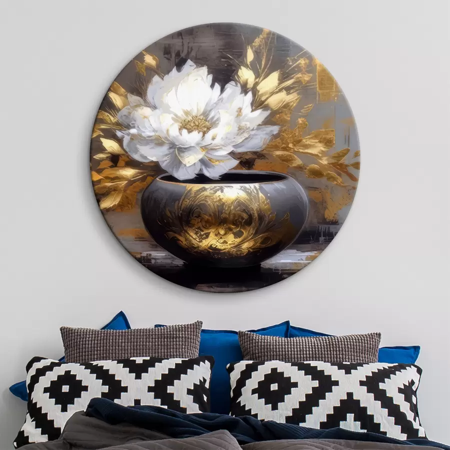 murales de pared Gran jarrón con una enorme flor blanca r35388