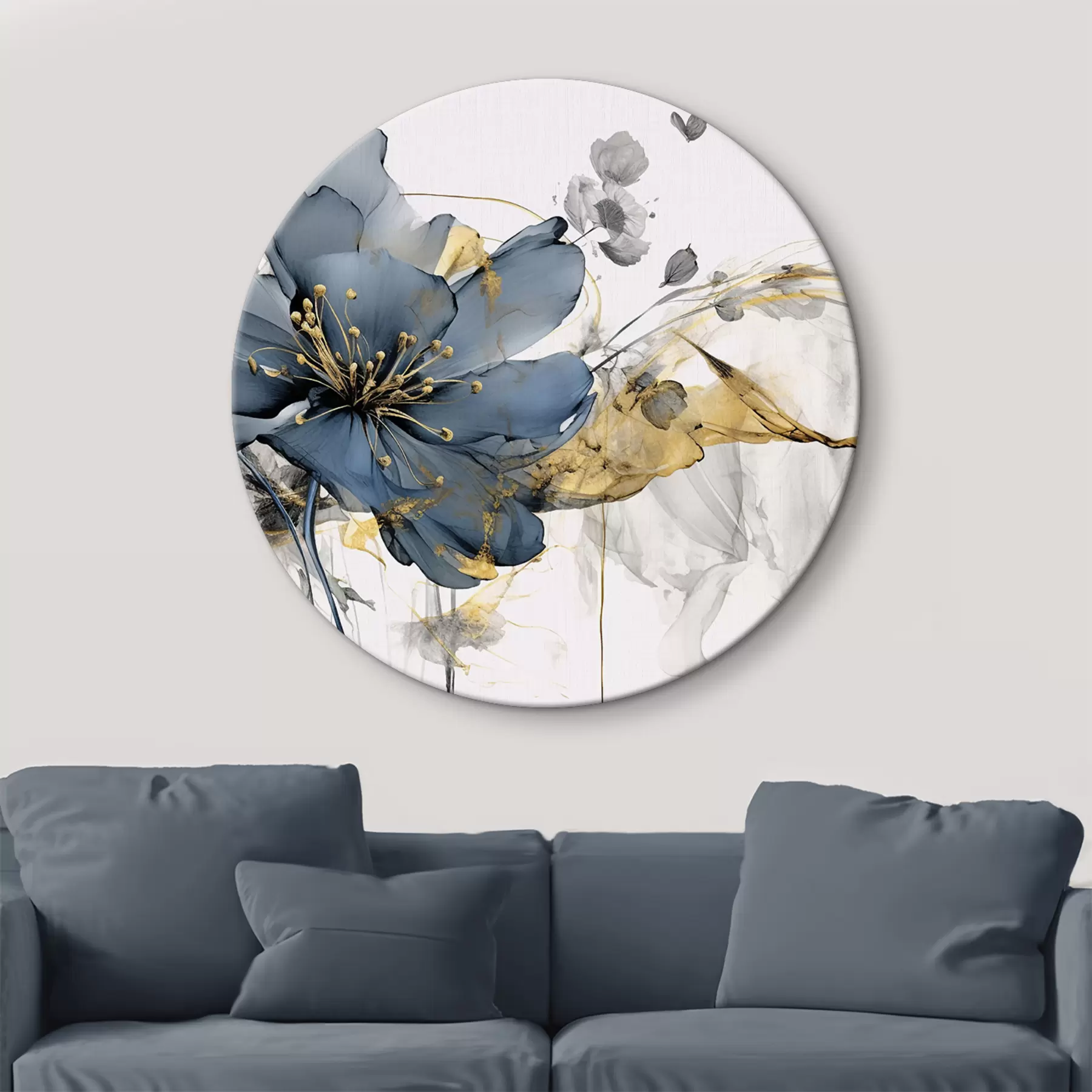 murales de pared Delicada flor azul translúcida con un toque de pintura r35527