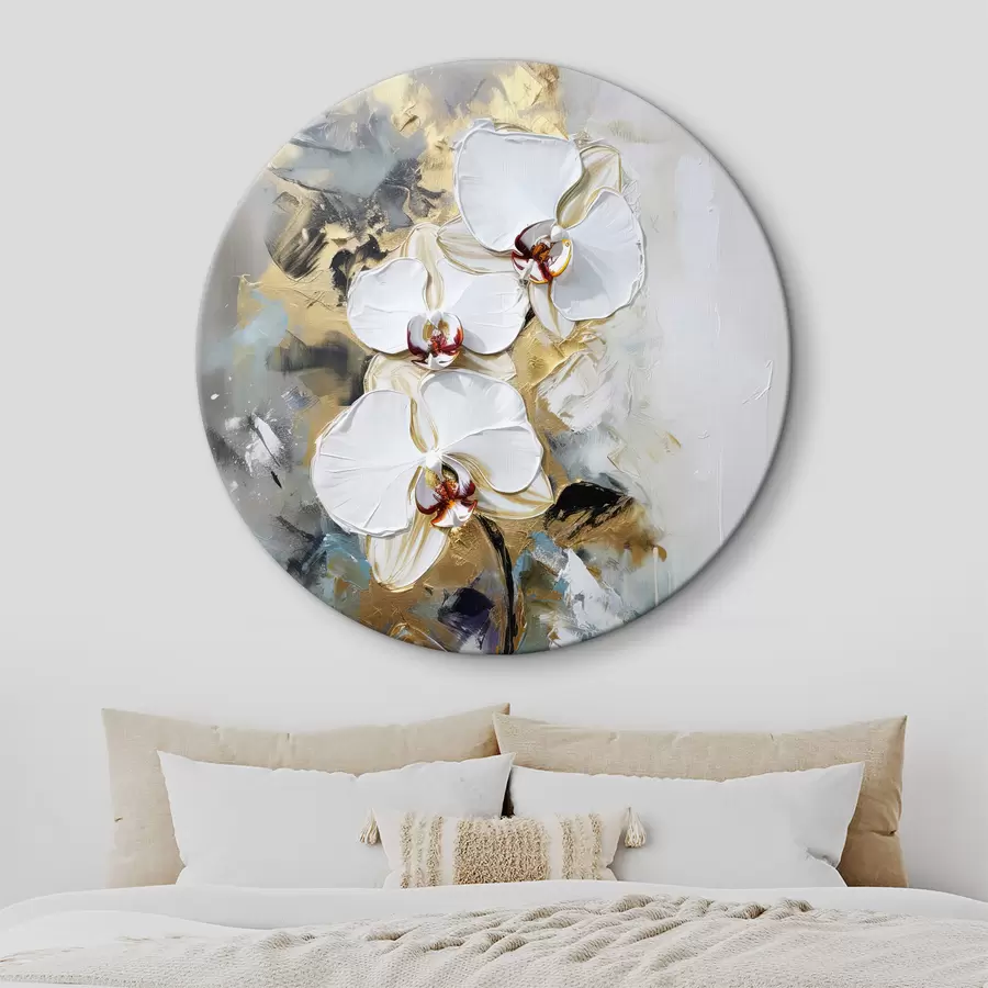 murales de pared Sinfonía de orquídeas con pinceladas abstractas r35904