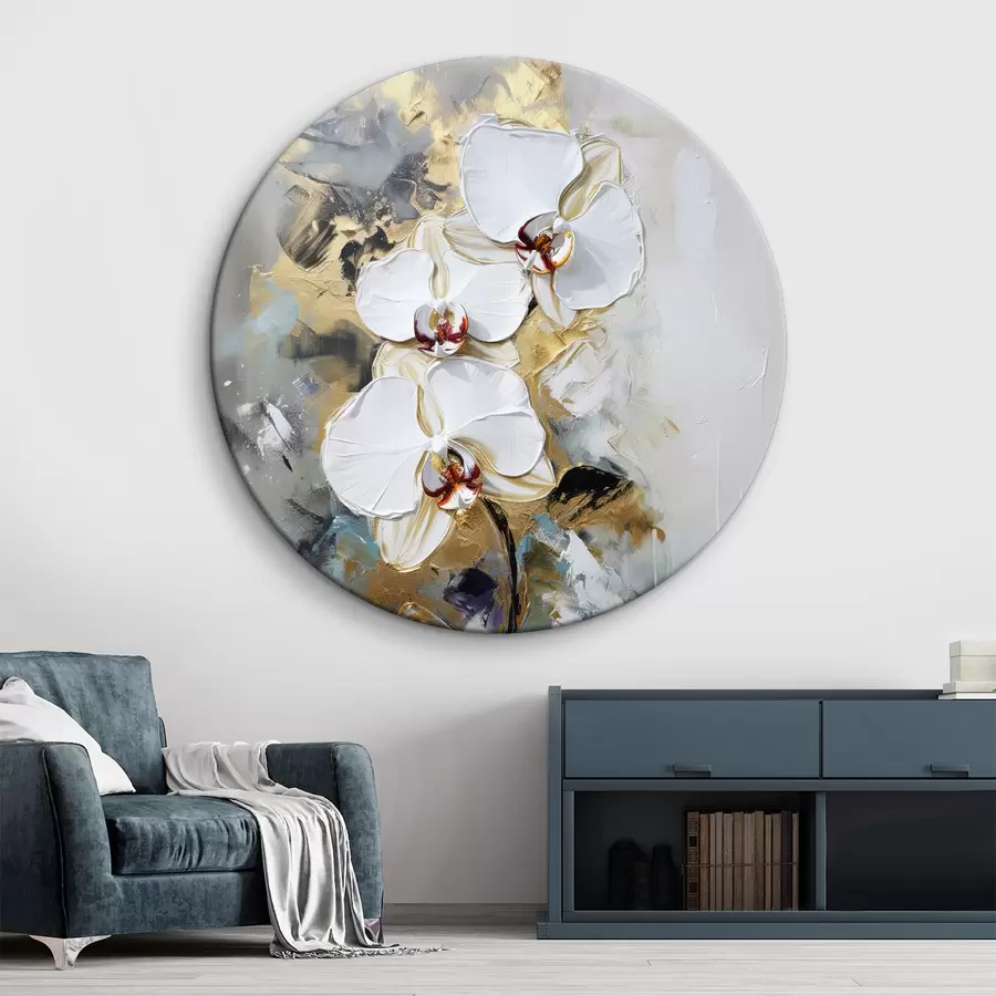 murales de pared Sinfonía de orquídeas con pinceladas abstractas r35904