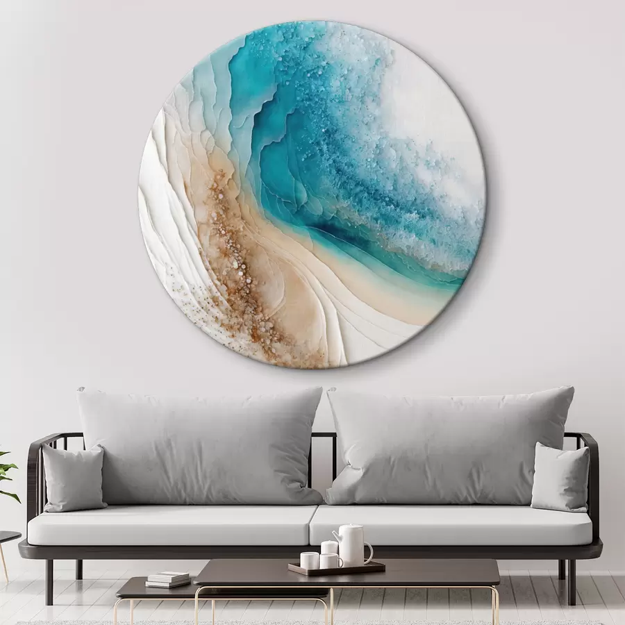 murales de pared Arte fluido en turquesa y blanco r36029