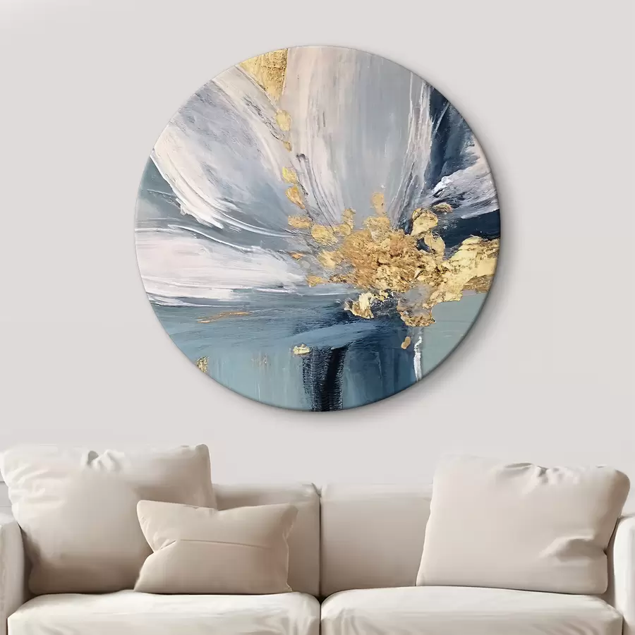 murales de pared Gran flor azul con núcleo amarillo r36165