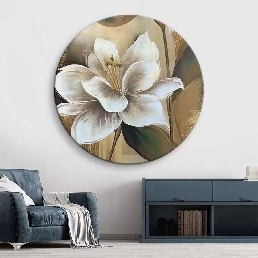 murales de pared Flores blancas sobre fondo dorado r37308