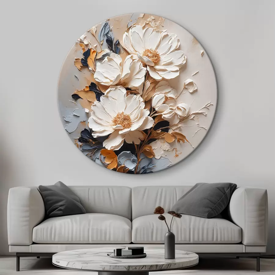 murales de pared Flores blancas en aceite r37327