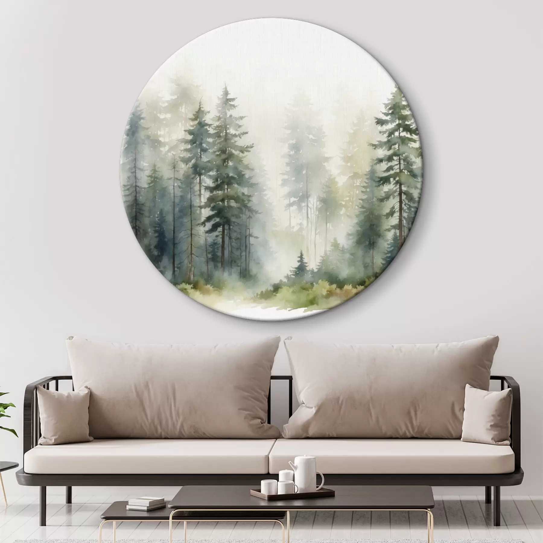 murales de pared Bosque de coníferas en la niebla r37337