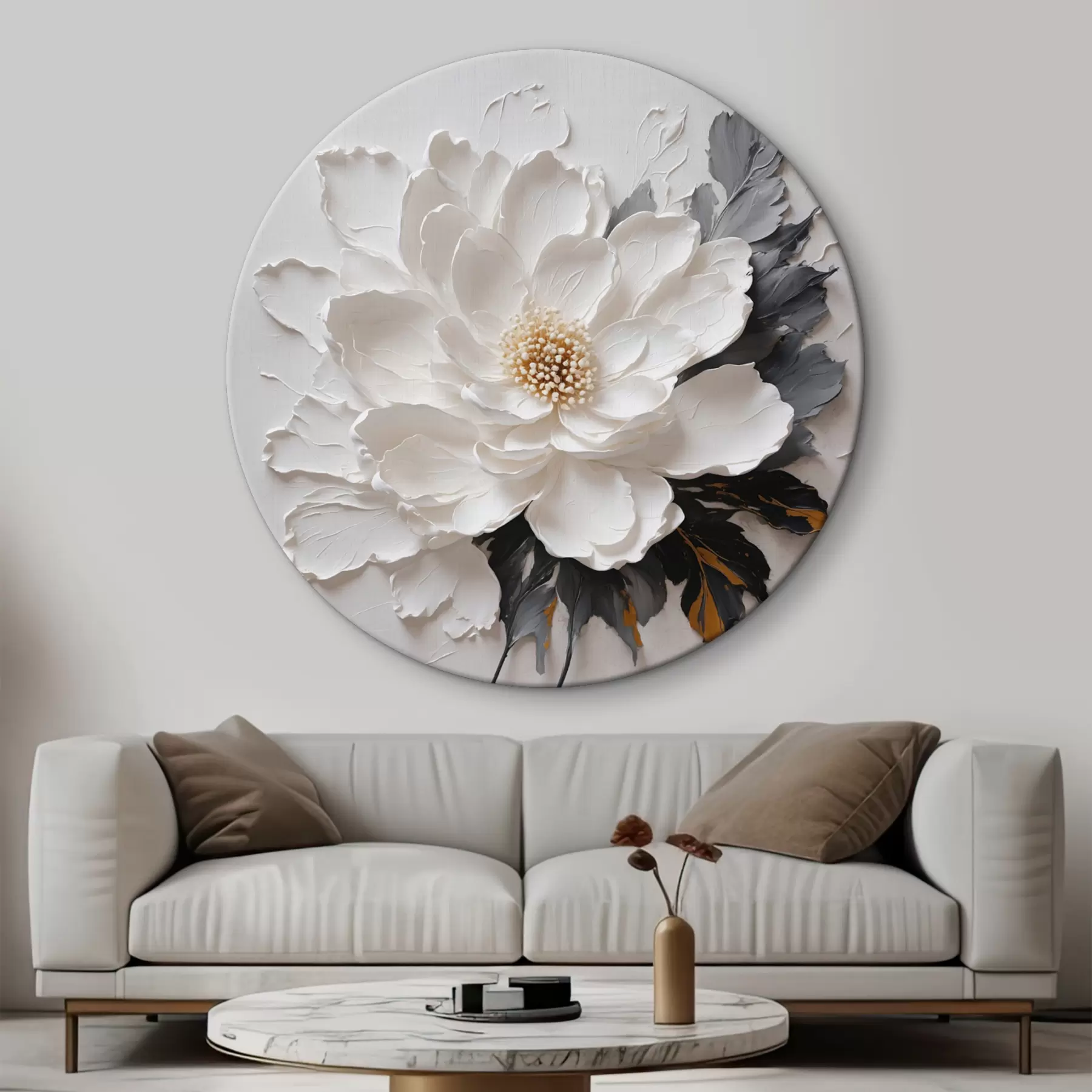murales de pared Gran flor blanca y voluminosa r38304