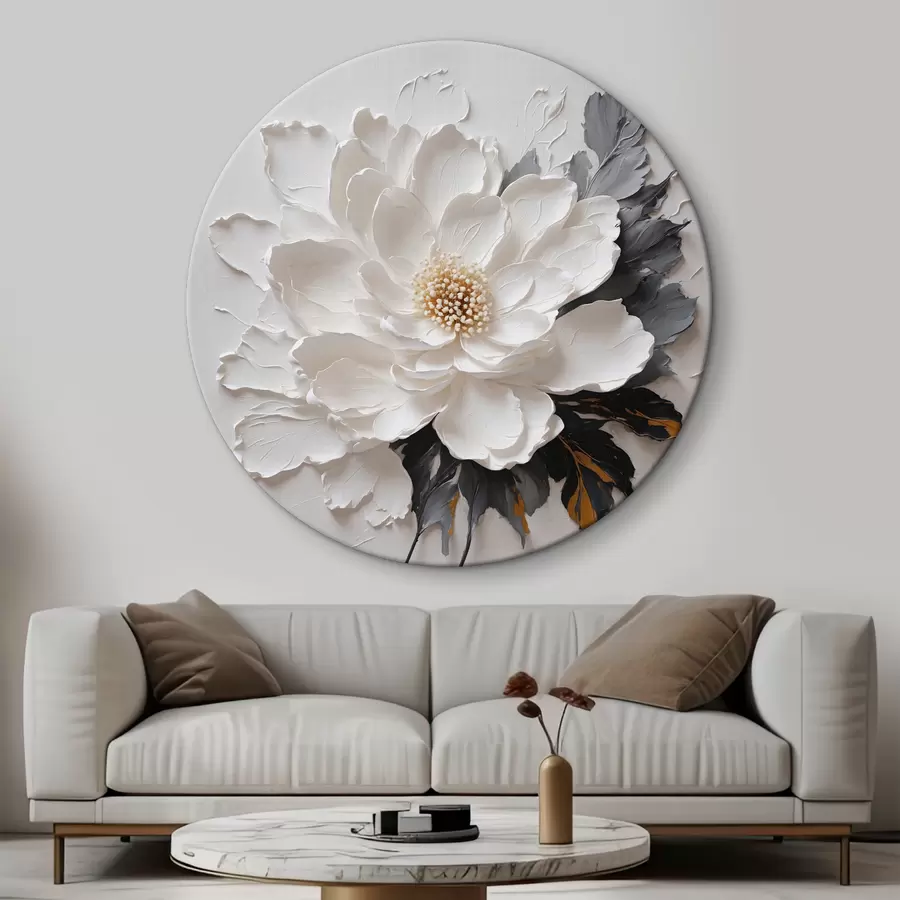 murales de pared Gran flor blanca y voluminosa r38304