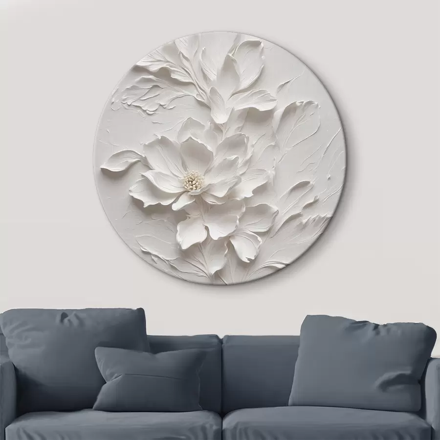 murales de pared Flor blanca sobre fondo blanco en óleo r38305