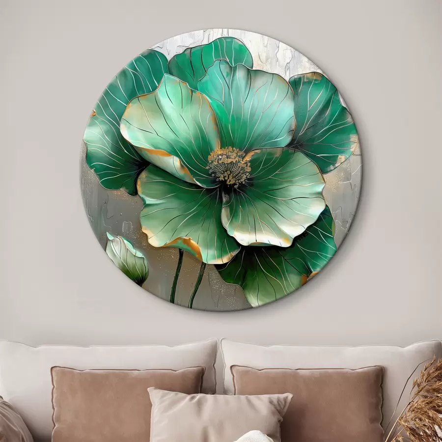 murales de pared Flor grande de color verde r39013