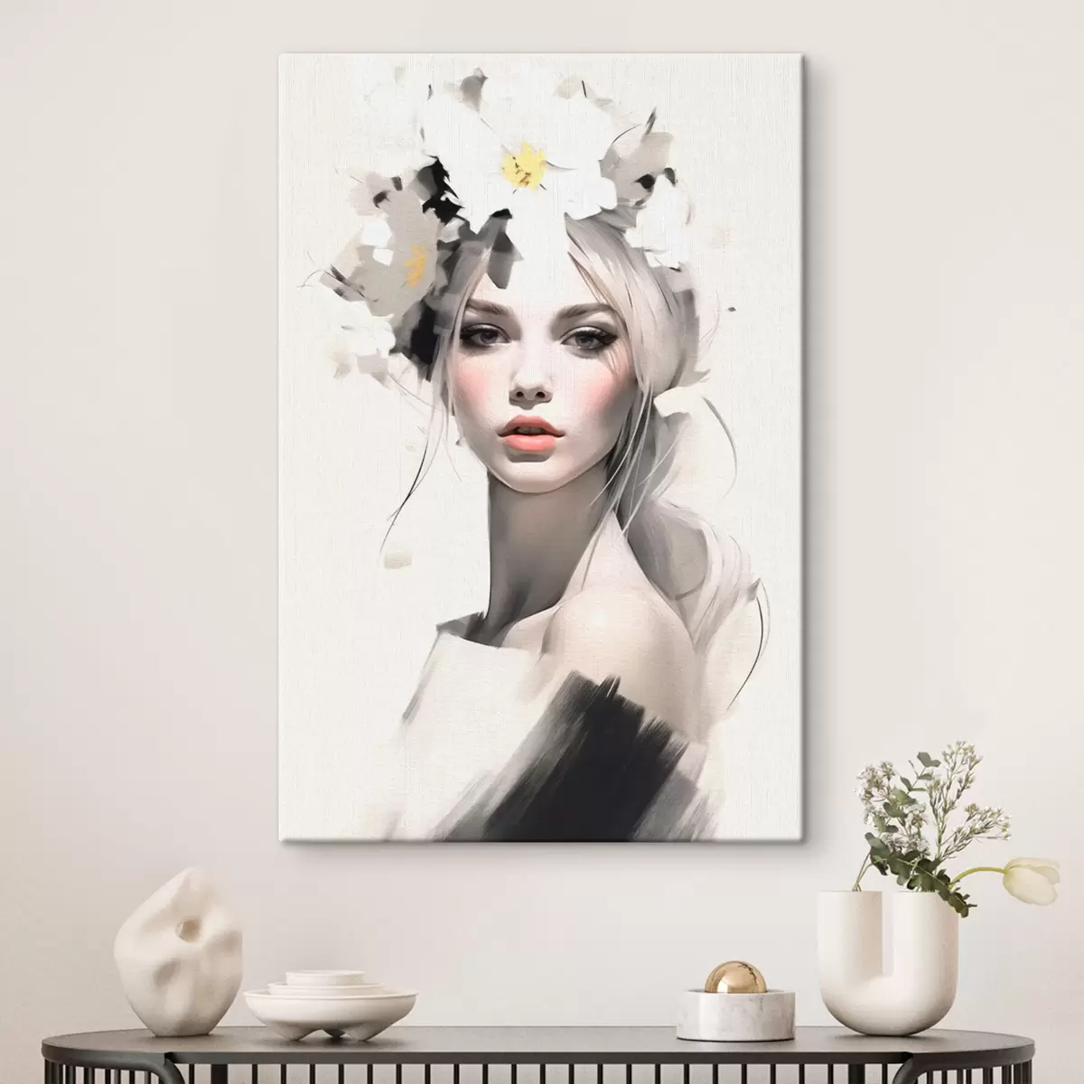 murales de pared Modelo con flores en el pelo s41321