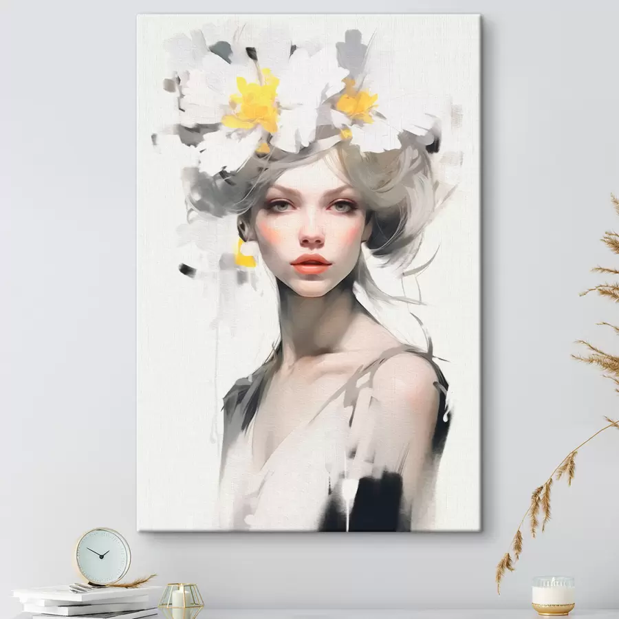 murales de pared Modelo con flores en la cabeza s41322