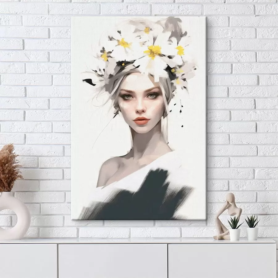 murales de pared Una chica con hermosas flores en el pelo s41323