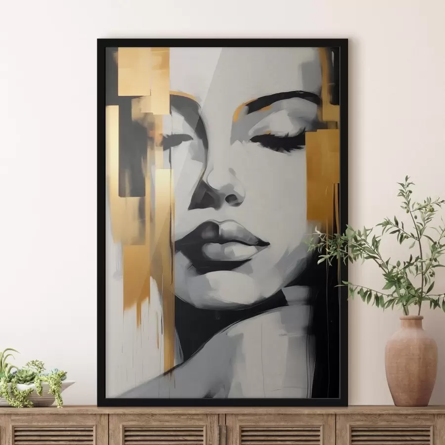 murales de pared Cara de niña abstracción estilo moderno f41328