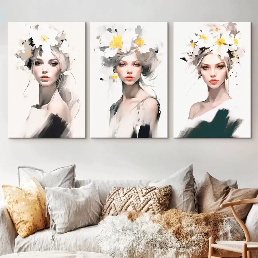 murales de pared Modelo con flores en el pelo m00375